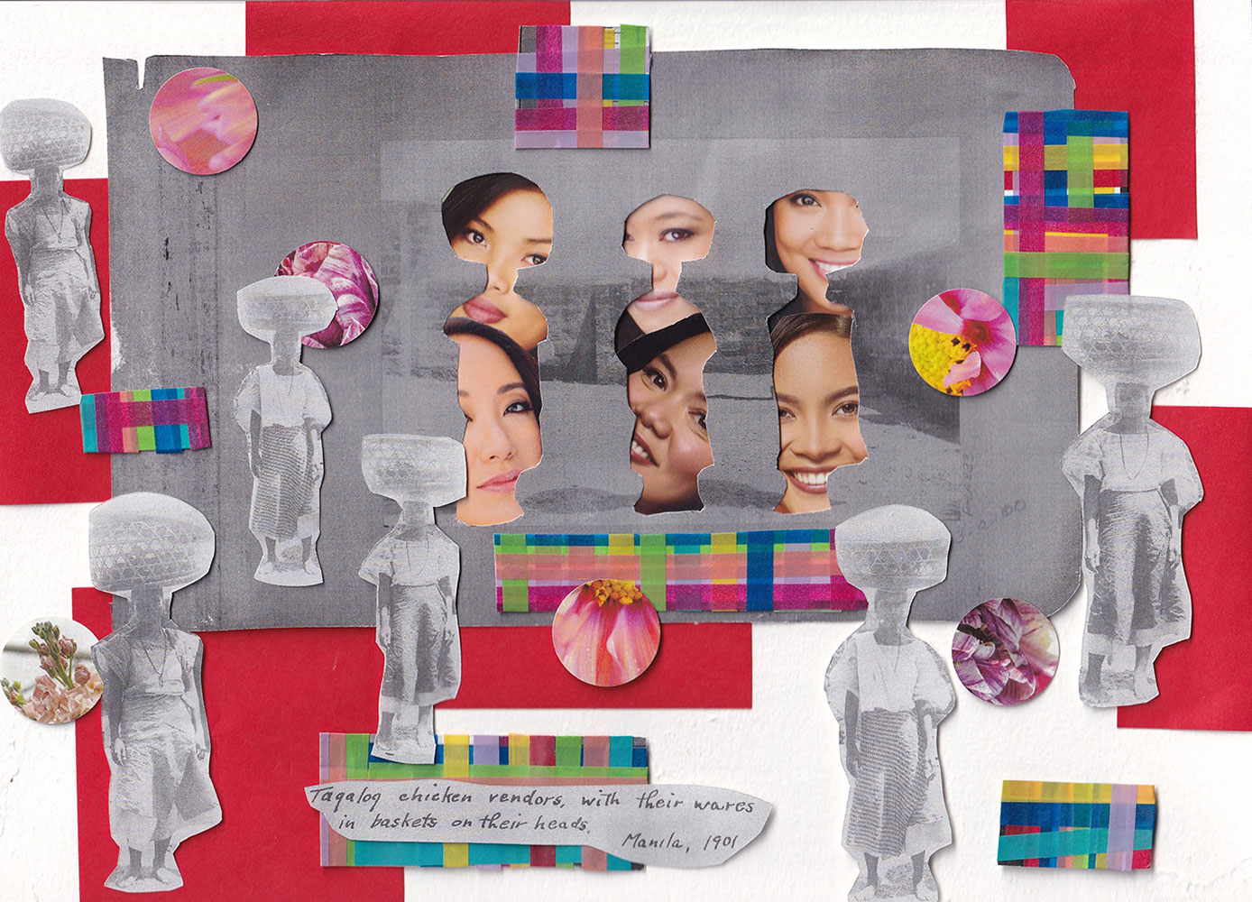 Mga Babae, 2023    Collage and washi tape on paper - 12 x 9