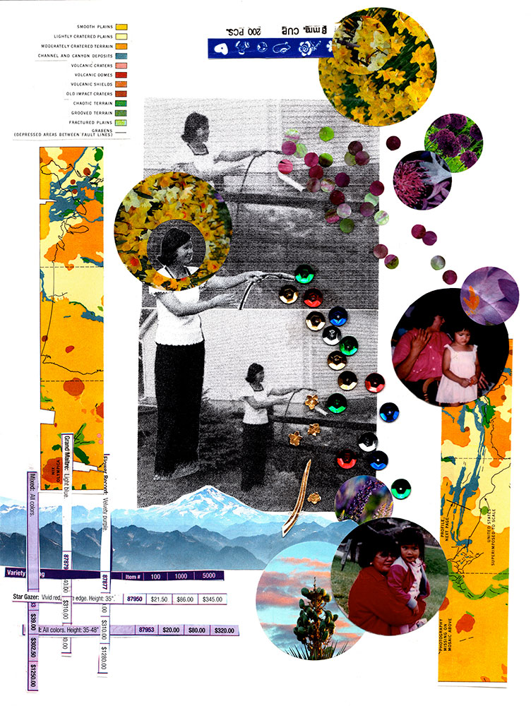 Answers, 2023   Collage and sequins on paper - 12 x 9