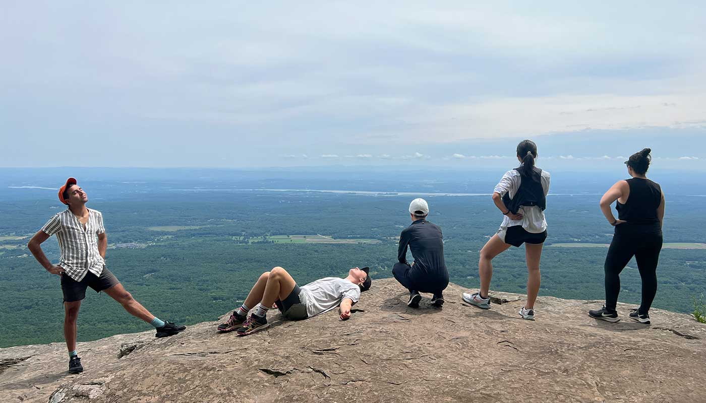 Our 2022 Rhinebeck residents take a moment to appreciate the view while on a hike on the Saturday between their two-week stay.