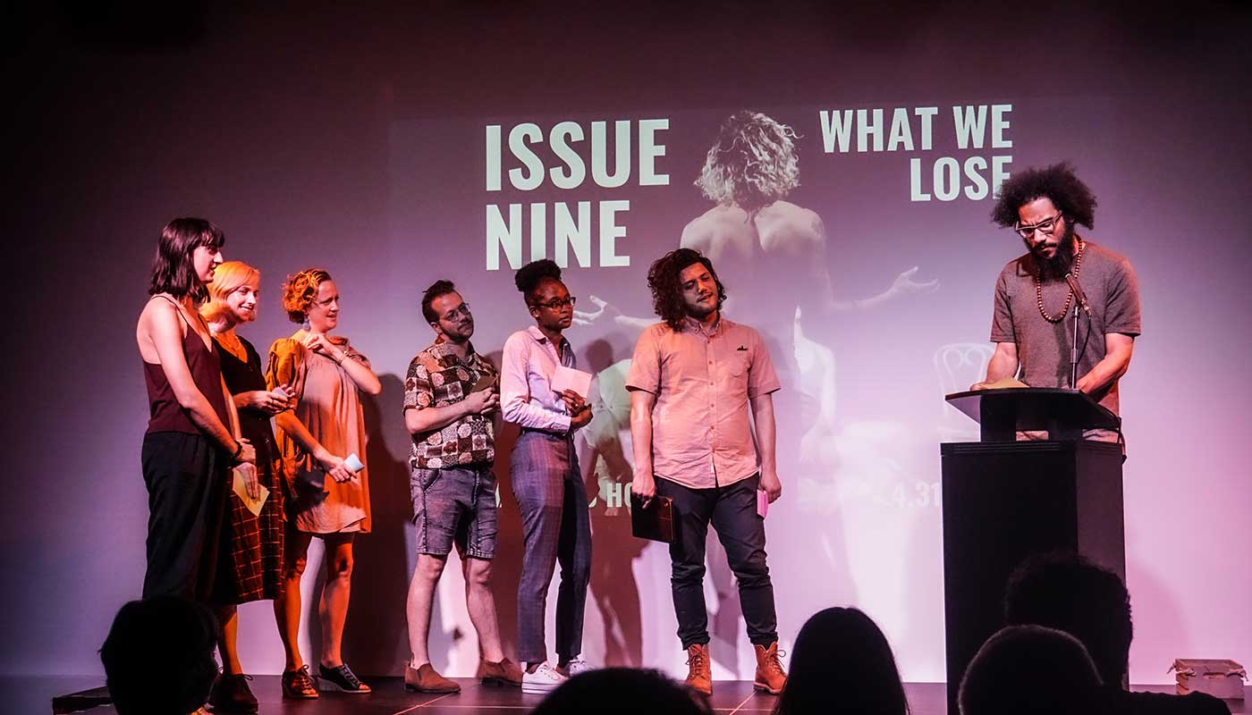 Whenever we host events, as with this launch event for Issue 9: What We Lose, we invite local writers to join the stage alongside our contributors.