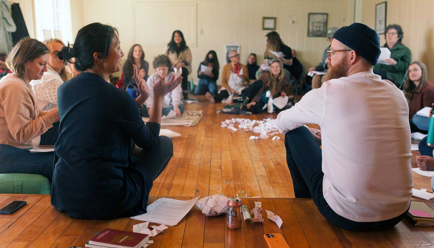 Visiting classrooms or facilitating workshops is one way we love to do expand our reach, as pictured here at Write Doe Bay in 2022. (Photo credit: Jenn Furber)